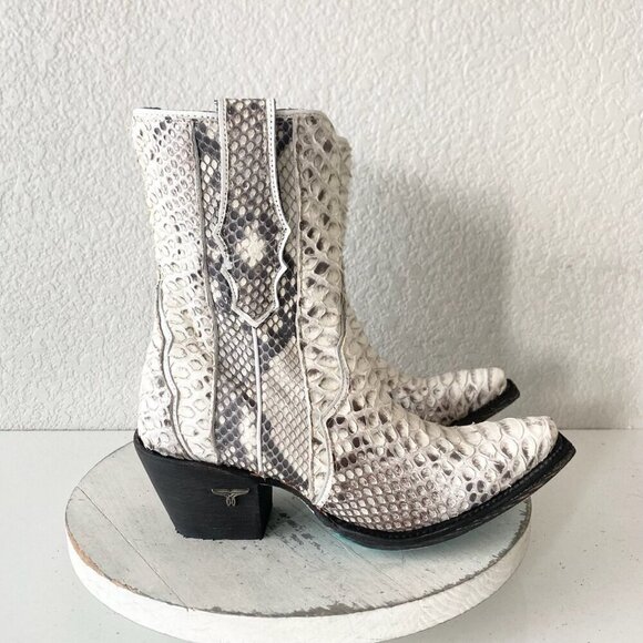 Lane VICKSON Womens Cowboy Bootie 7 SnakeSkin Black Western Cowgirl Short Boots - Picture 2 of 11